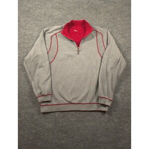 Tommy Bahama Mens Reversible QuarterZip Pullover Grey Red Contrast Stitch Size L